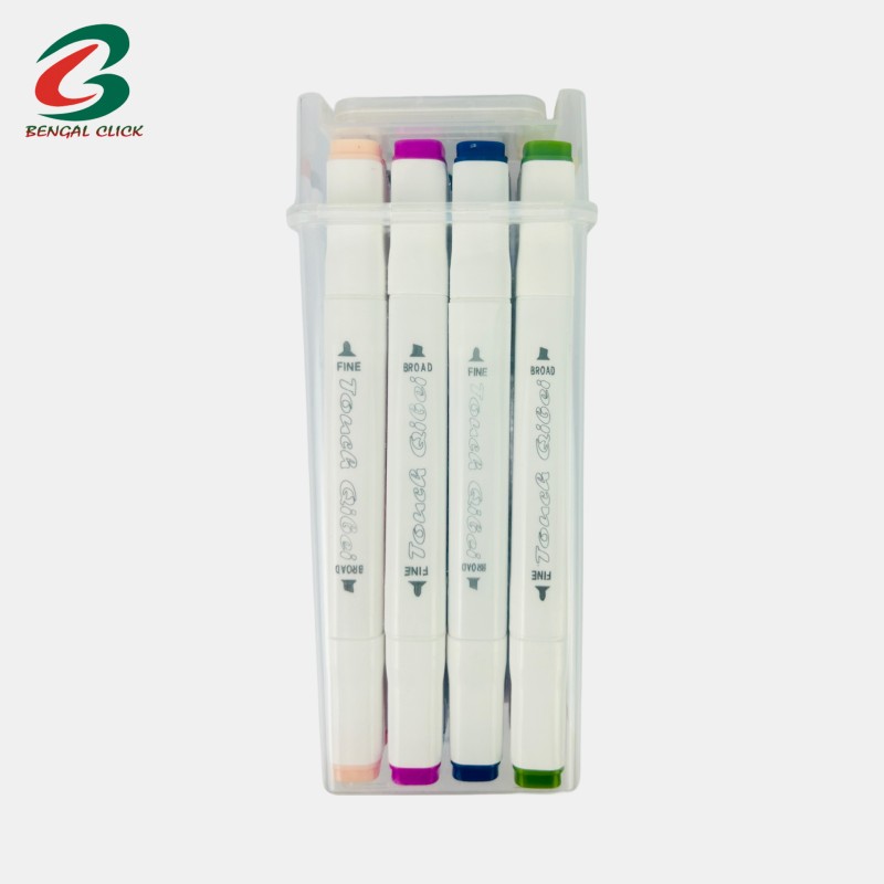 12 Color Plastic Box Erasable Art Marker Pen Set Water-based Quick-drying School Office Use Twin Tip Double Headed Images