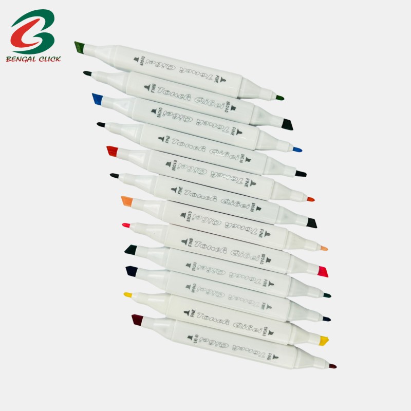 12 Color Plastic Box Erasable Art Marker Pen Set Water-based Quick-drying School Office Use Twin Tip Double Headed Images
