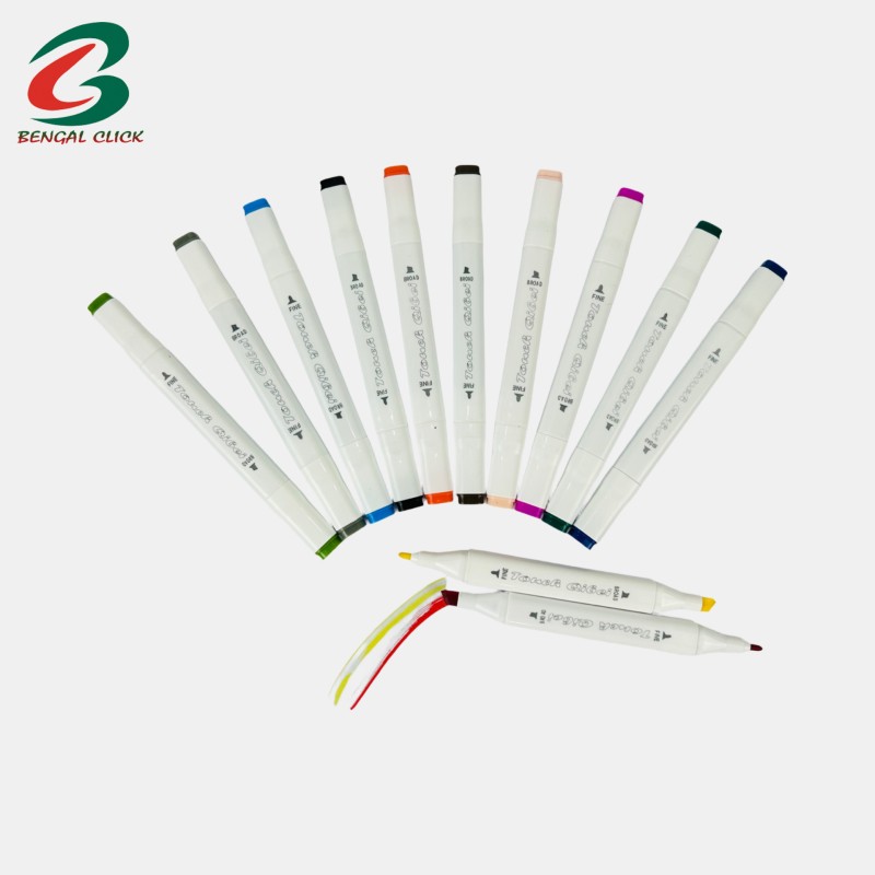 12 Color Plastic Box Erasable Art Marker Pen Set Water-based Quick-drying School Office Use Twin Tip Double Headed Images